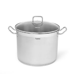 5308 Кастрюля TAHARA 28x21,5см / 13,2л со стеклянной крышкой (нерж.сталь)