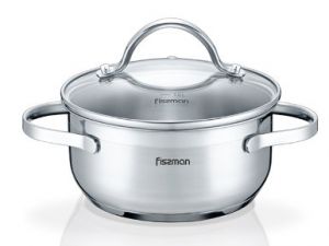 Кастрюля LUMINOSA 18x8,5см / 2,1л со стеклянной крышкой (нерж.сталь)